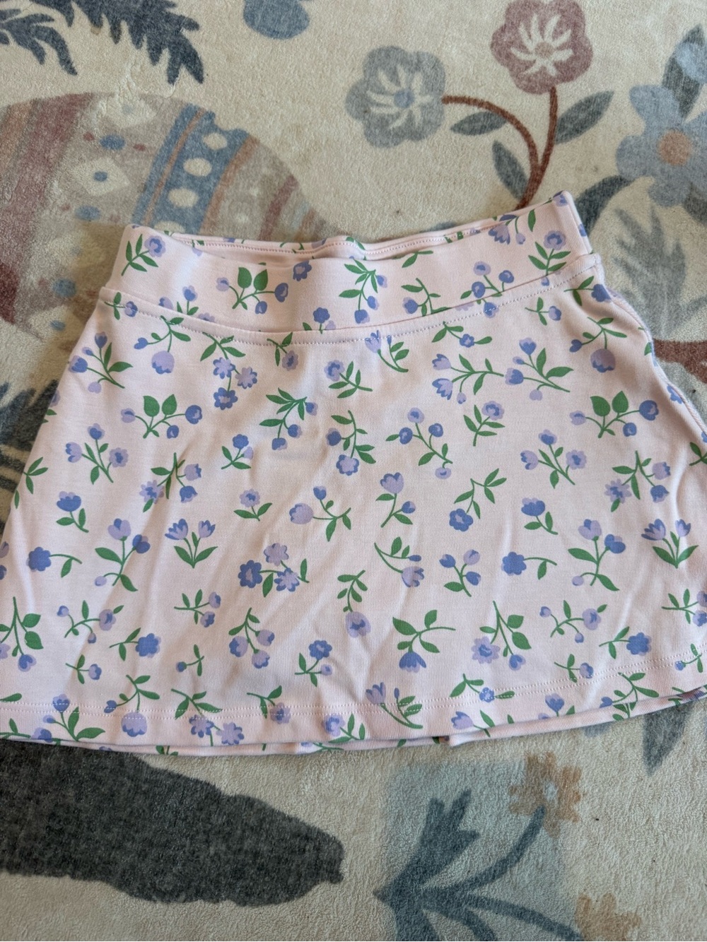 The Beaufort Bonnet Company Pink Mini Skirt with Purple Floral Print